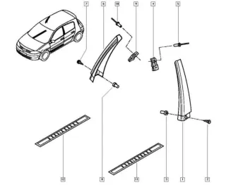 8200073435,8200073436 Обшивка стойки (накладка) Renault Megane 2 (Дефект) Арт 73301469, вид 2