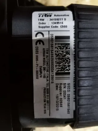 05801561543,34105660 Подушка безопасности водителя Iveco Daily 6 Арт 81595794, вид 3