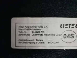 4E4864799 Шумоизоляция двери задней левой Audi A8 D3 (S8) Арт 56299.Y01, вид 3