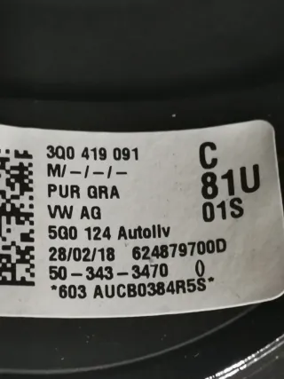 6198400, 3Q0419091 Подушка безопасности водителя Volkswagen Crafter 2 Арт 103216066, вид 6