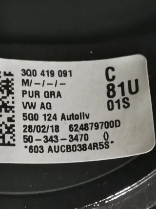 6198400, 3Q0419091 Подушка безопасности водителя Volkswagen Crafter 2 Арт 103216066, вид 5