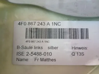 4F5 867 288, 4F5 867 287, 4F0 867 243 A, 4F0 867 244 A, 4F5 867 245 D, 4F5 867 839 B, 8P0 857 607C, 8P0 857 607 D, 8P0 857 608A,  Обшивка стойки передней левой (накладка) Audi A6 C6 (S6,RS6) Арт 108589638, вид 5