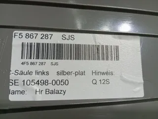 4F5 867 288, 4F5 867 287, 4F0 867 243 A, 4F0 867 244 A, 4F5 867 245 D, 4F5 867 839 B, 8P0 857 607C, 8P0 857 607 D, 8P0 857 608A,  Обшивка стойки передней левой (накладка) Audi A6 C6 (S6,RS6) Арт 108589638, вид 7