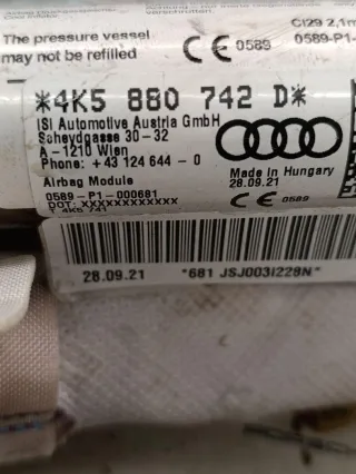 4K5880742D Подушка безопасности боковая (шторка) правая Audi A6 C8 (S6,RS6) Арт C8-56-2, вид 5